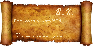Berkovits Karád névjegykártya